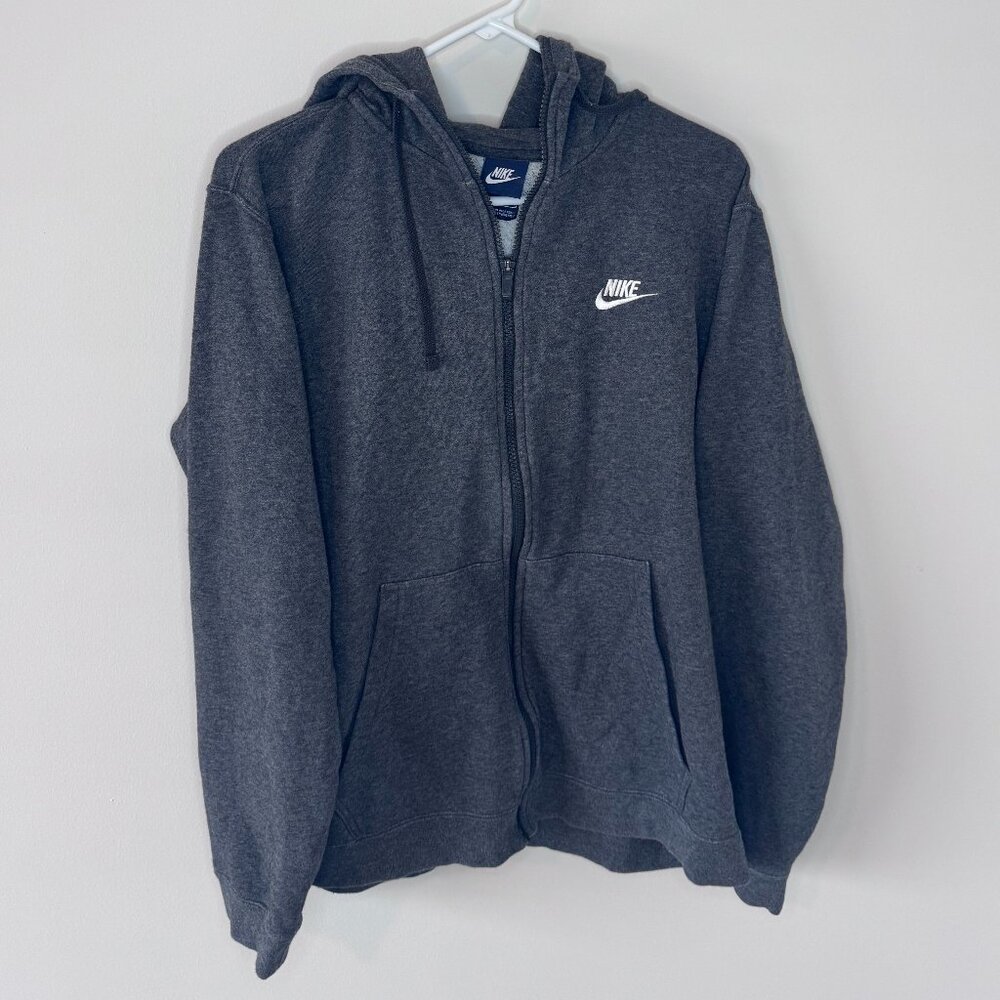 Nike Dark Gray Zip Up Hoodie Men’s | Classic Swoosh | Athletic Wear